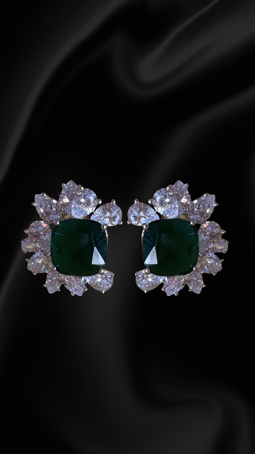 Aurora Stud Earrings - Emerald Green