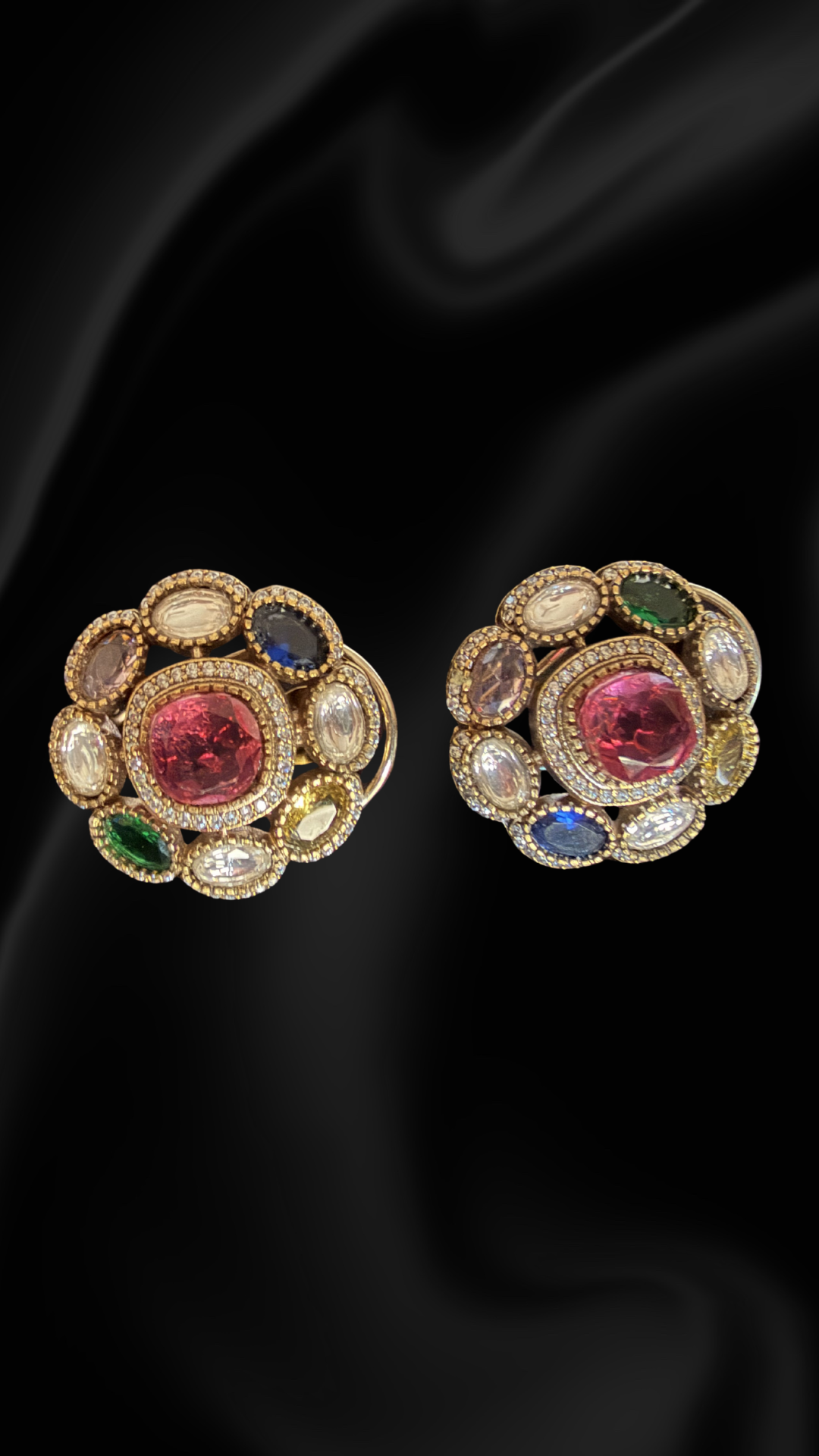Vintage Royal Cluster Stud Earrings