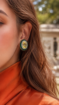 Citrine Emerald Stud Earrings - Green