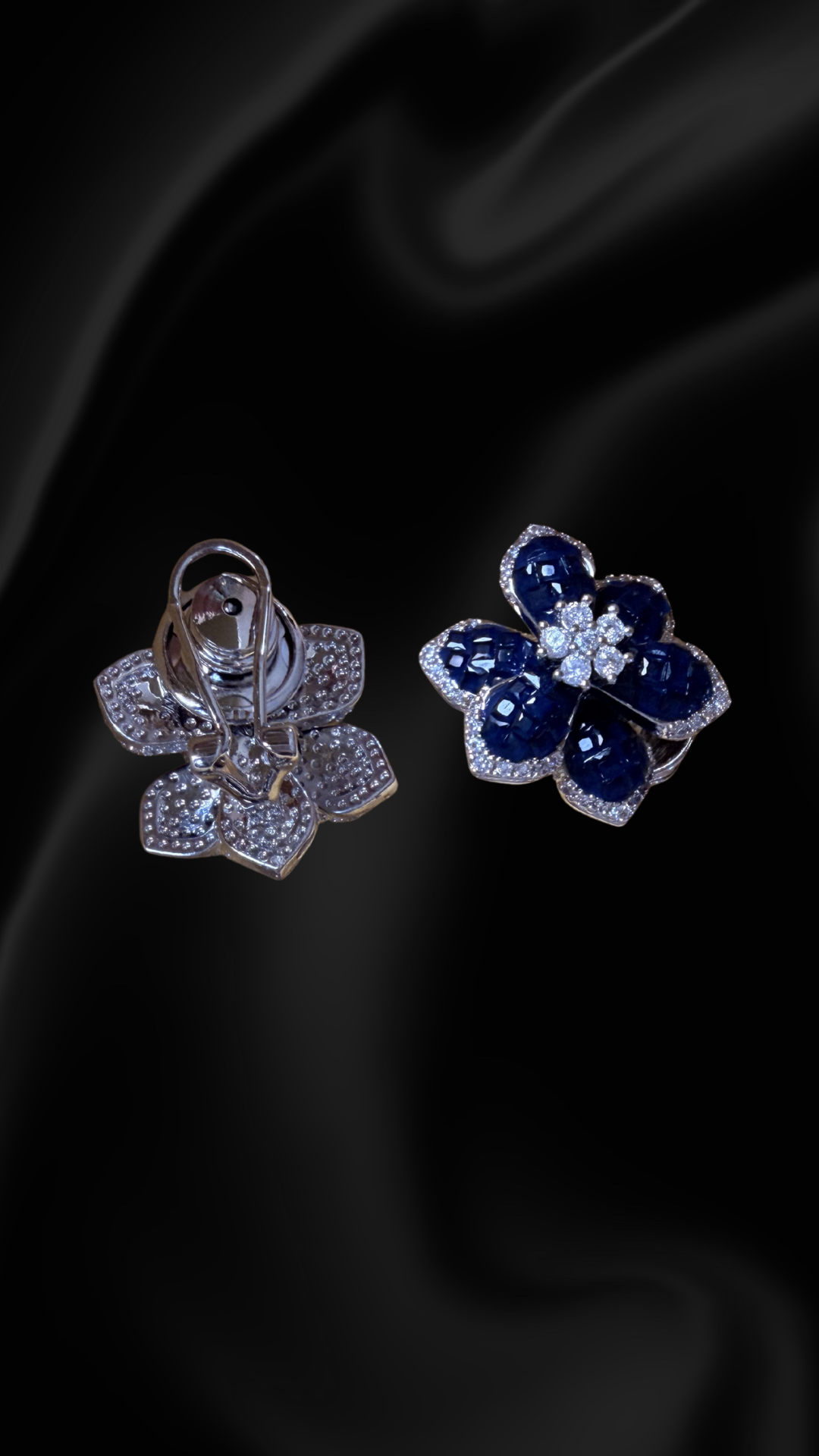 Luna Flower Stud Earrings - Royal Blue