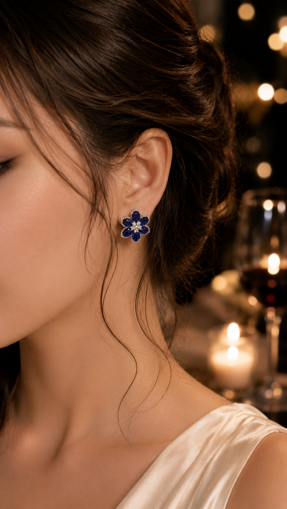 Luna Flower Stud Earrings - Royal Blue