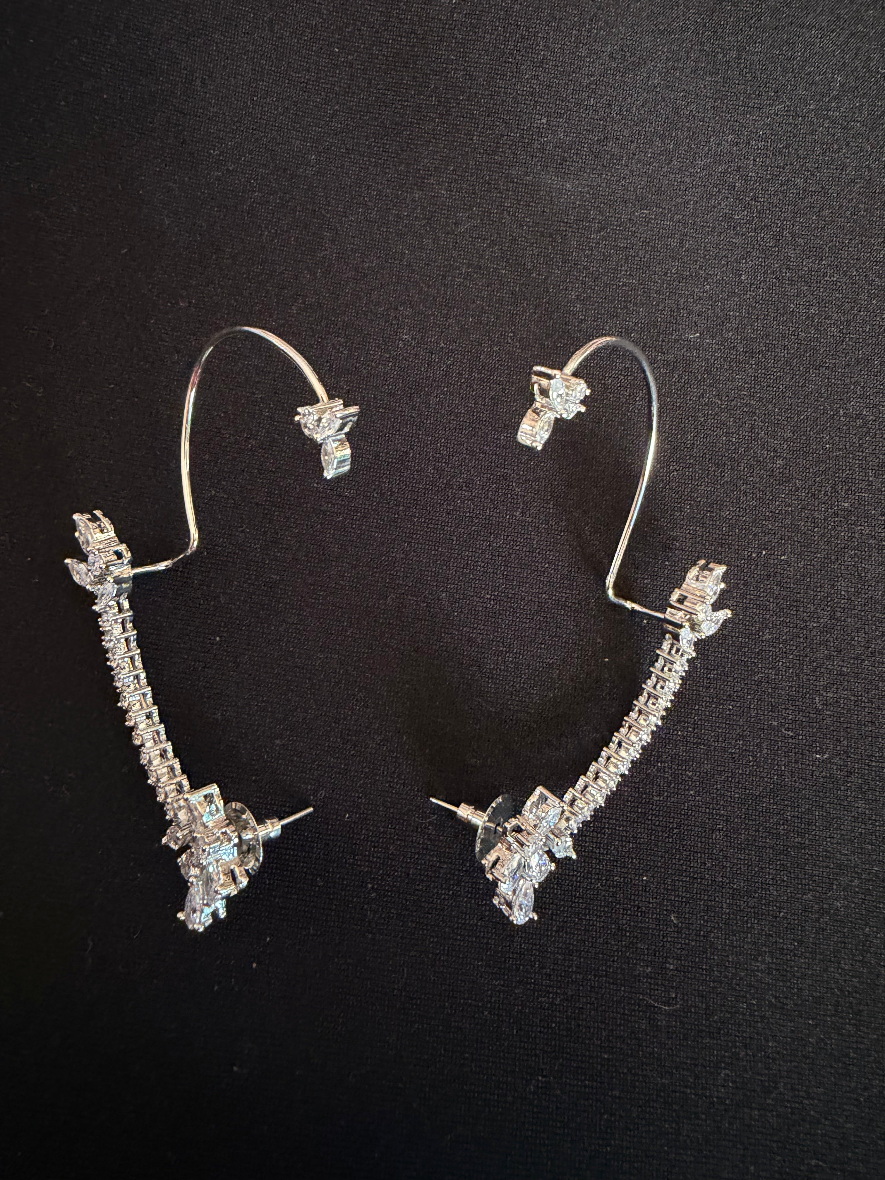 Trace Diamond Earcuffs - Silver