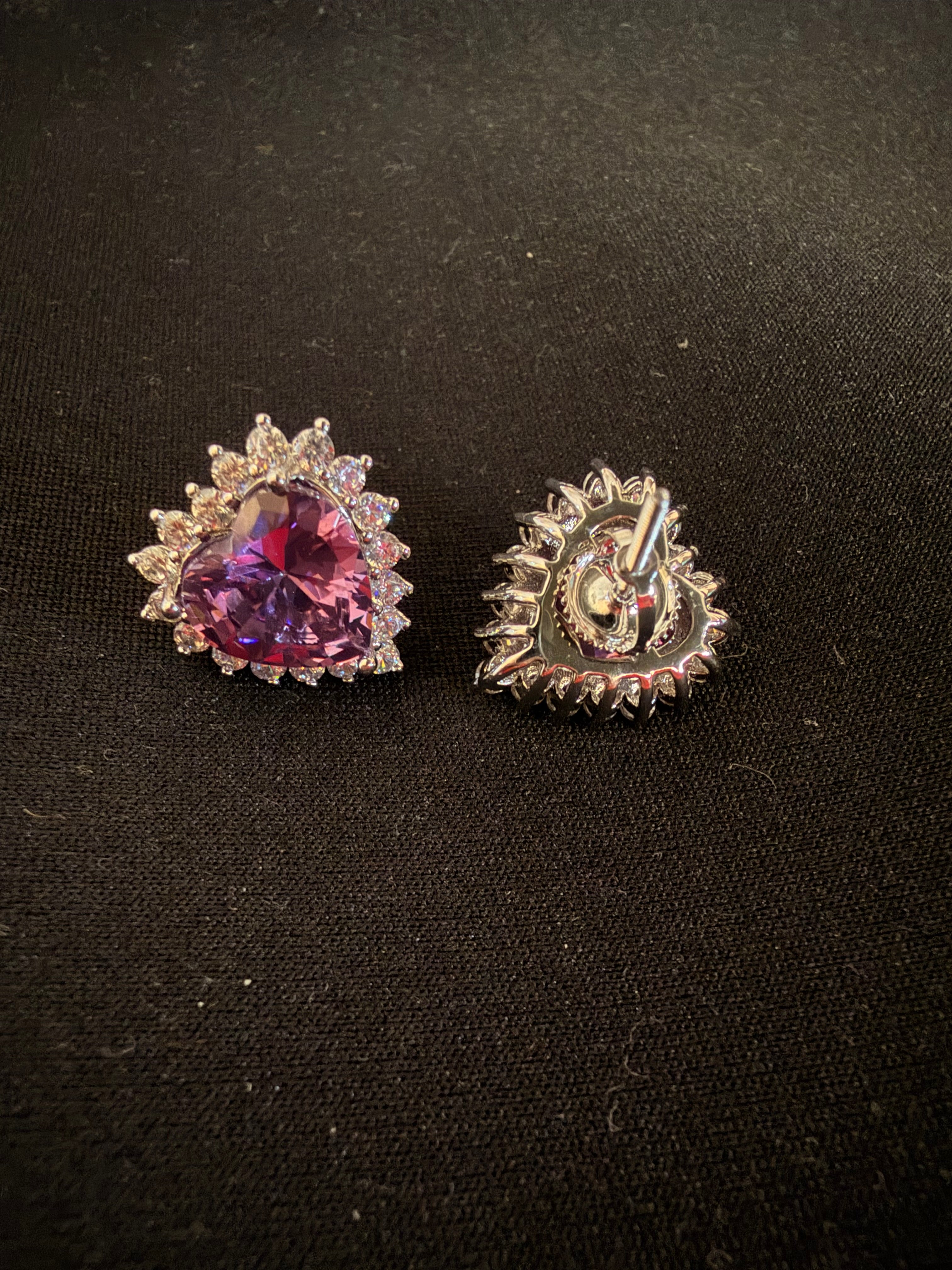 Iris Heart Stud Earrings - Lavender