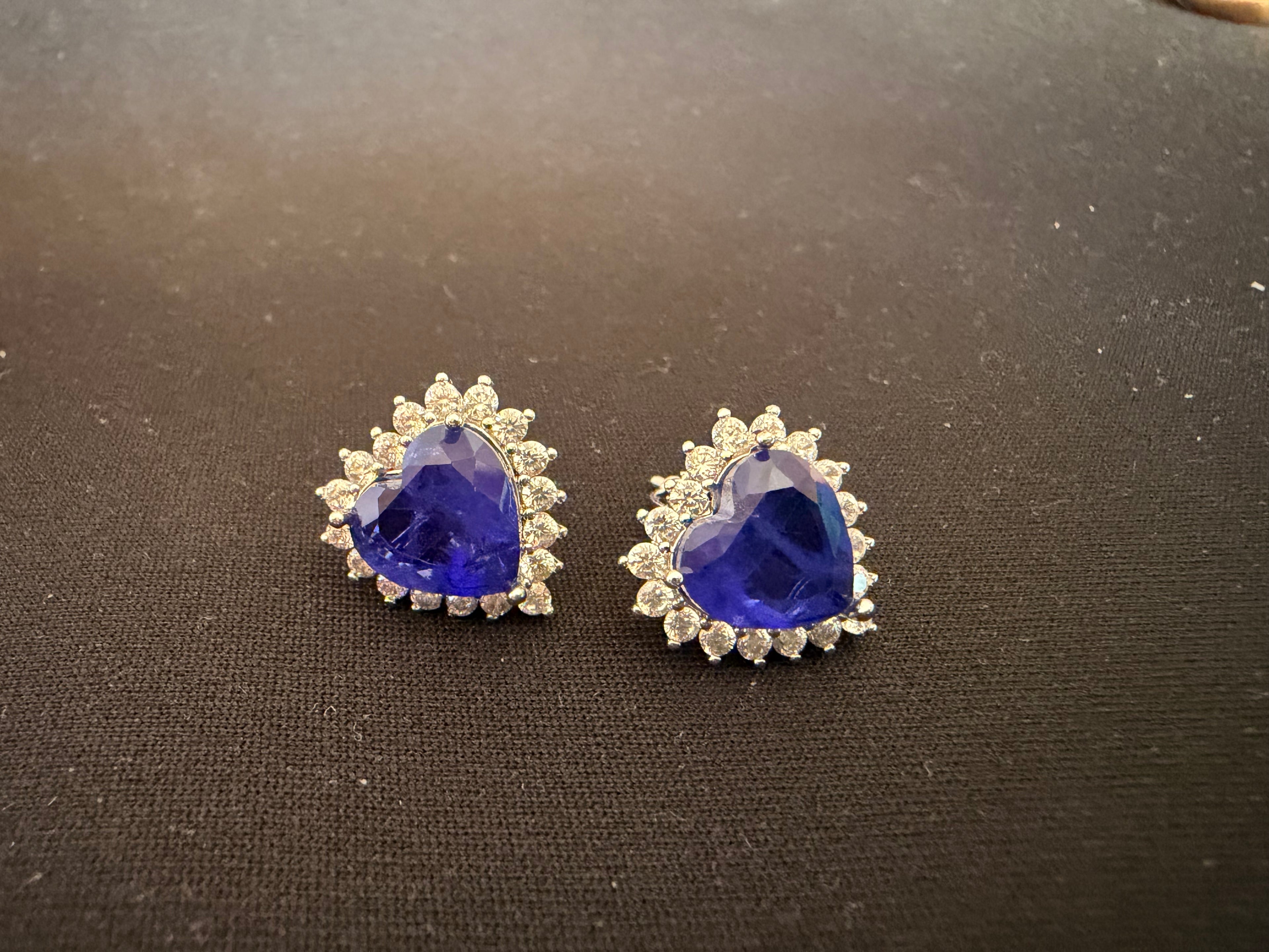 Iris Heart Stud Earrings - Royal Blue