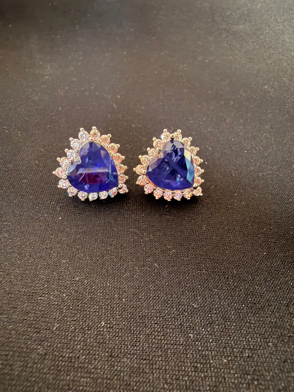 Iris Heart Stud Earrings - Royal Blue