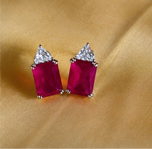 Nova Ruby Stud Earrings - Red