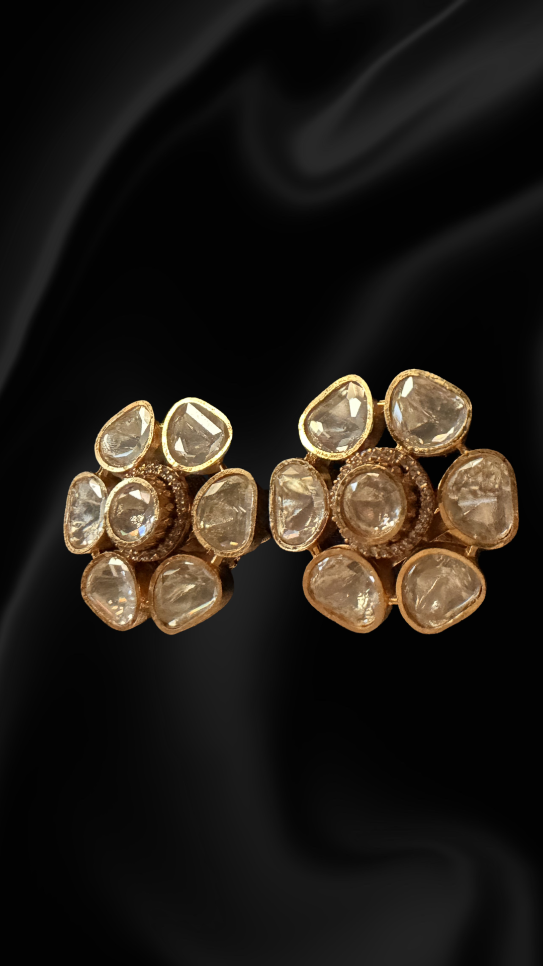 Amara Polki Flower Stud Earrings