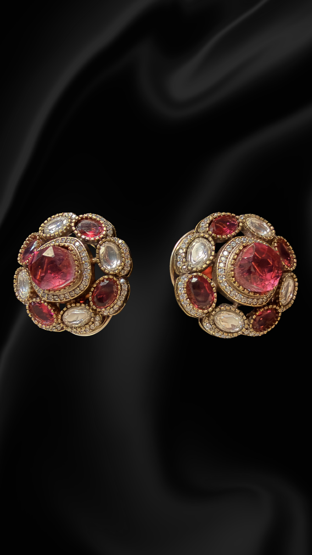 Vintage Royal Cluster Stud Earrings