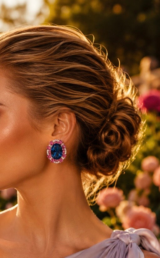 Noire Diamond Studs - Royal Blue