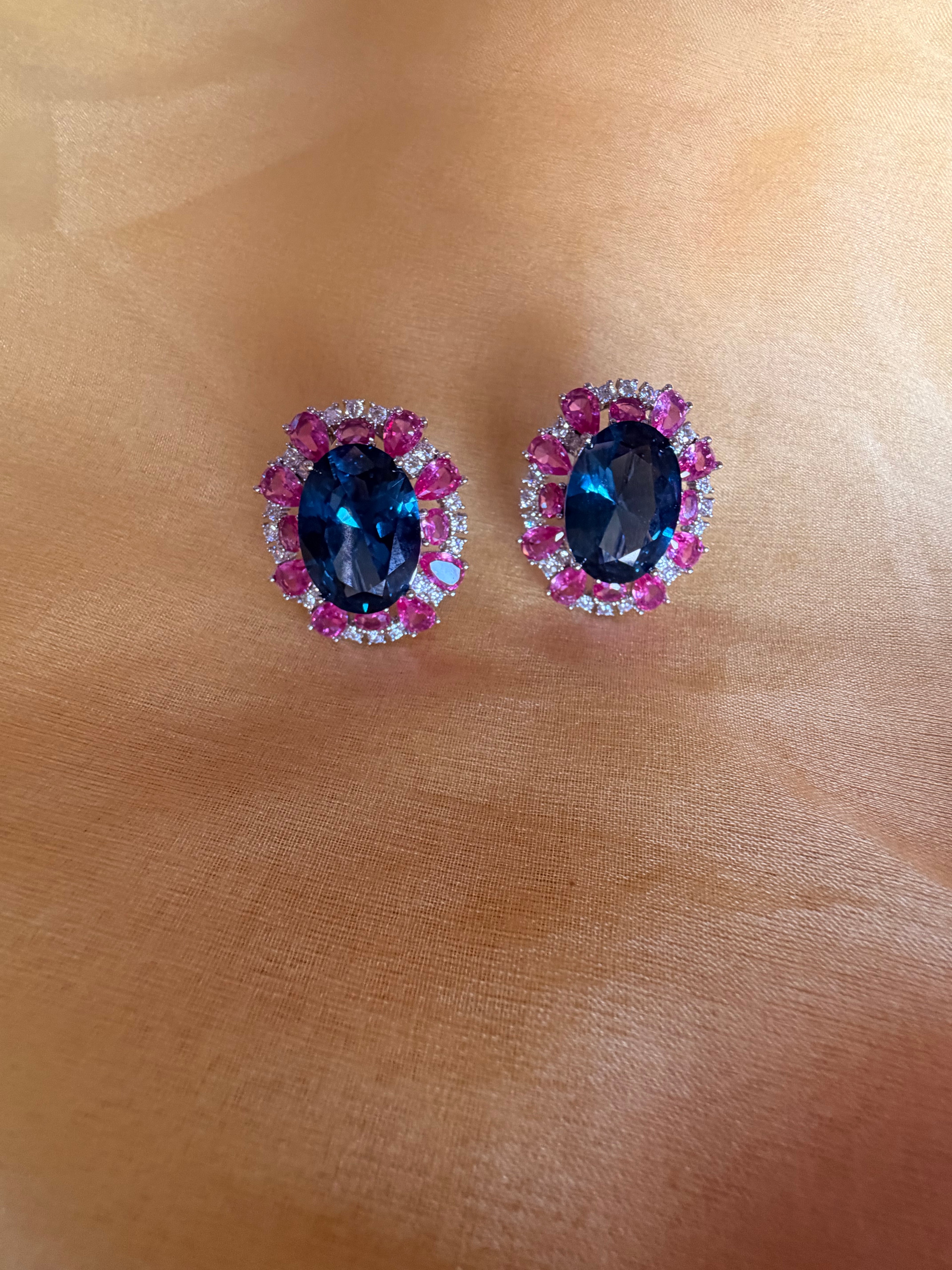Noire Diamond Studs - Royal Blue