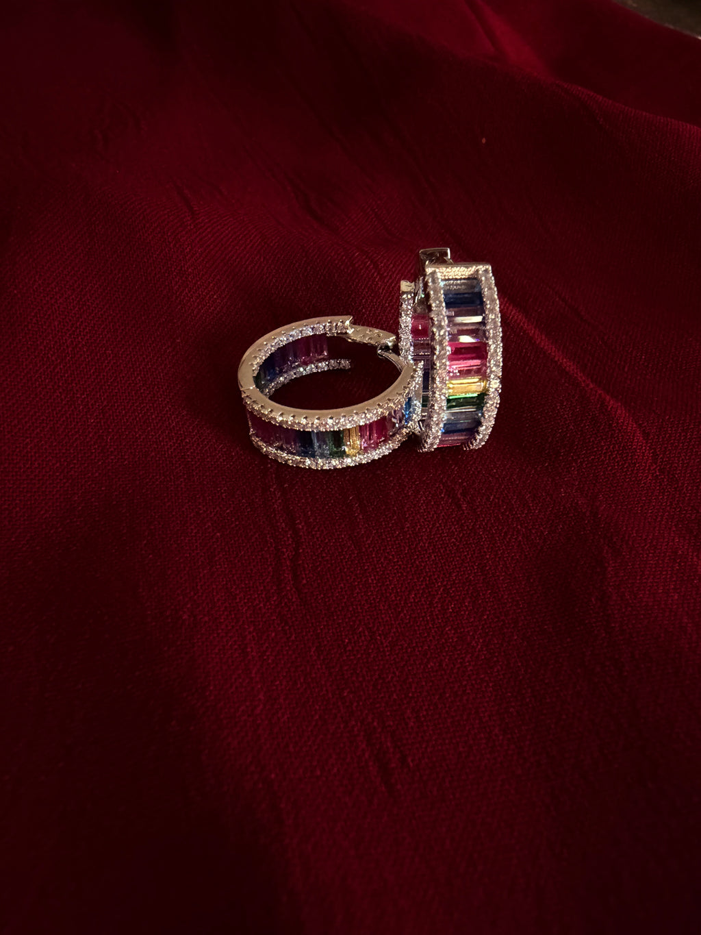 Rainbow Baguette Hoops