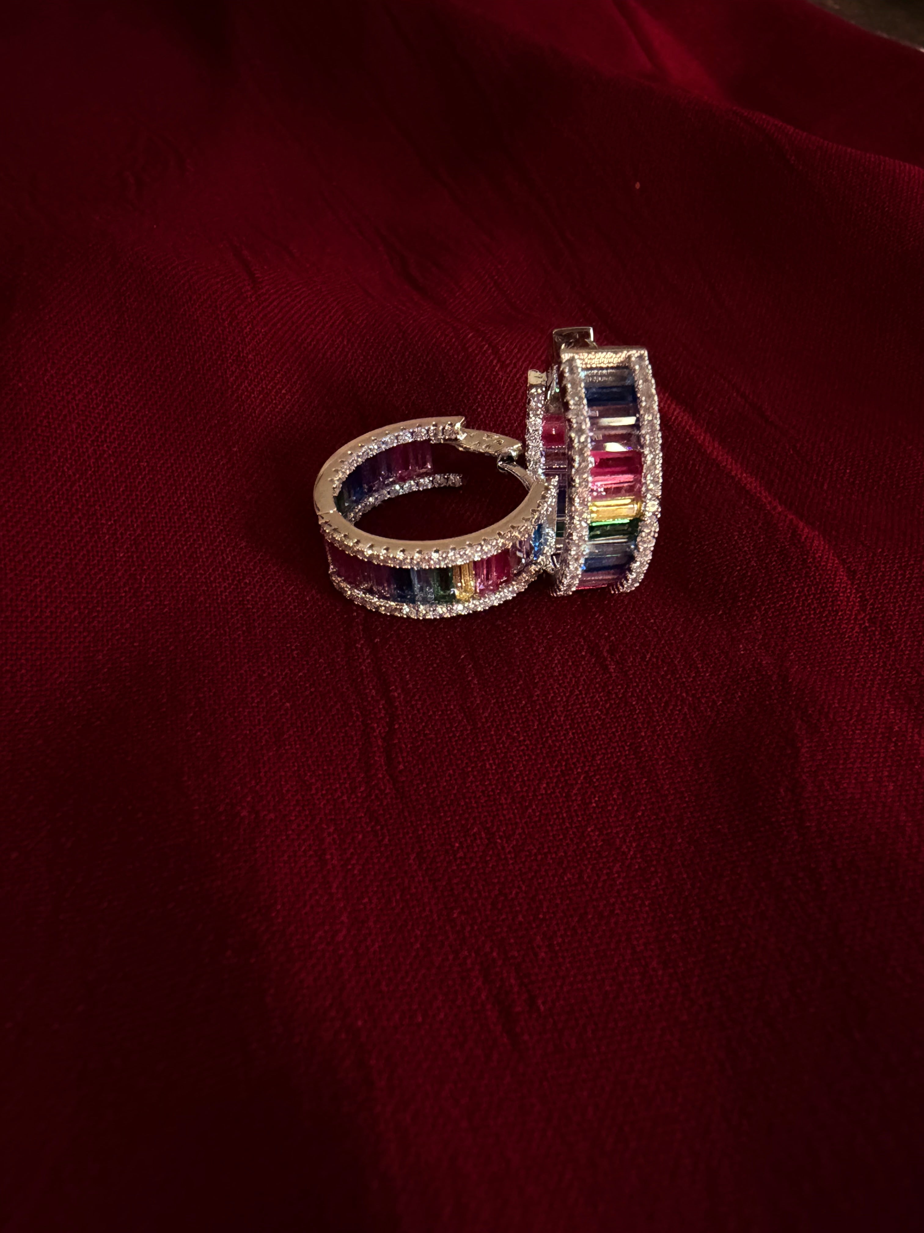 Rainbow Baguette Hoops