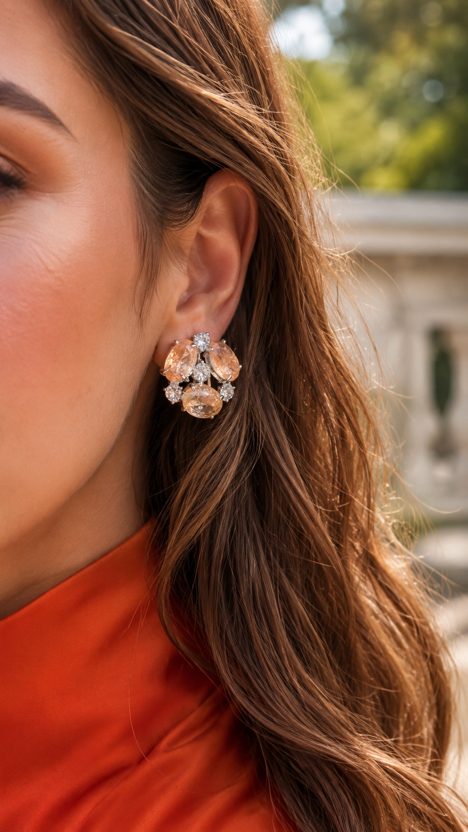 Trine Cluster Stud Earrings - Champagne