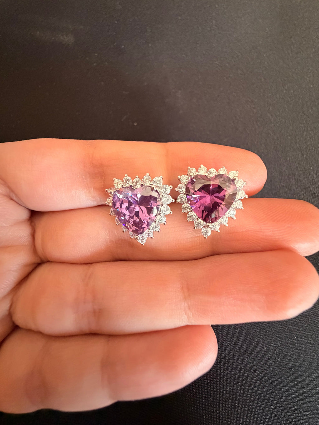 Iris Heart Stud Earrings - Lavender