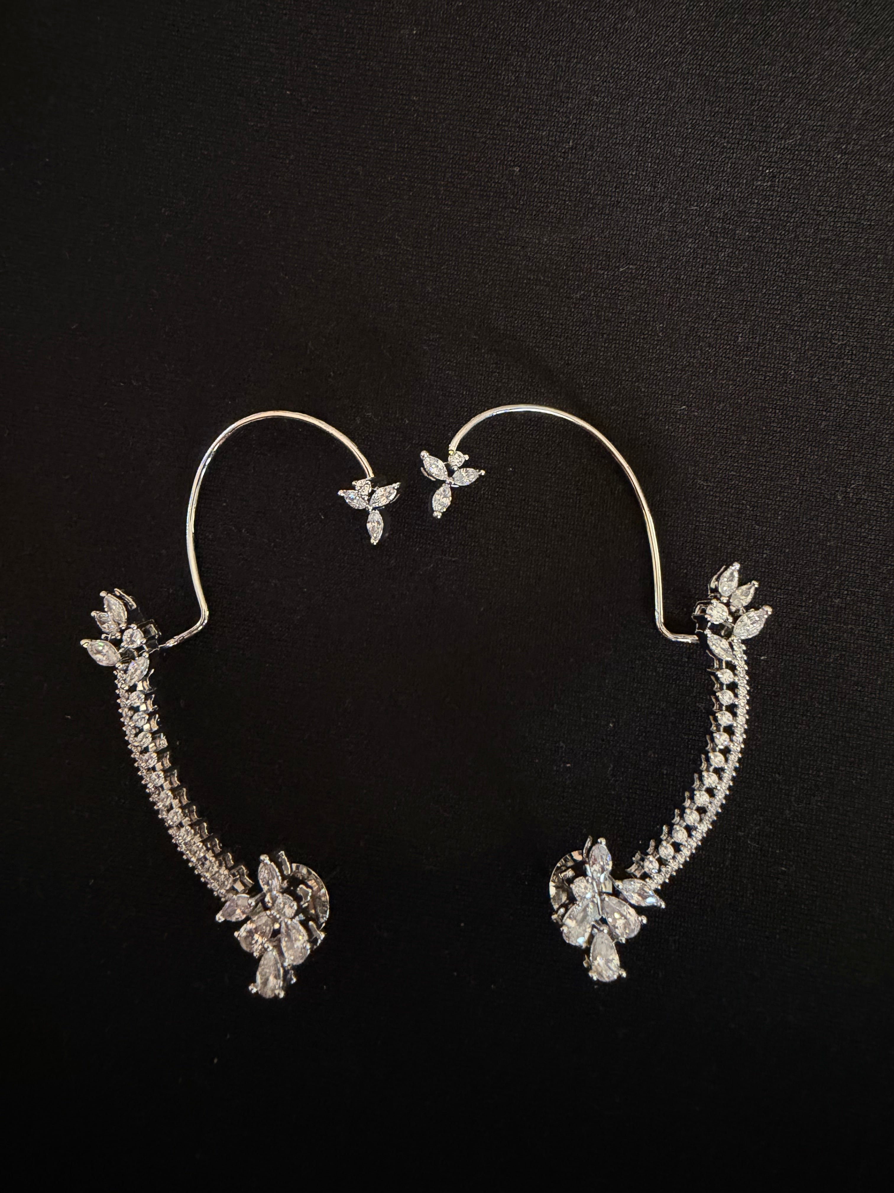 Trace Diamond Earcuffs - Silver