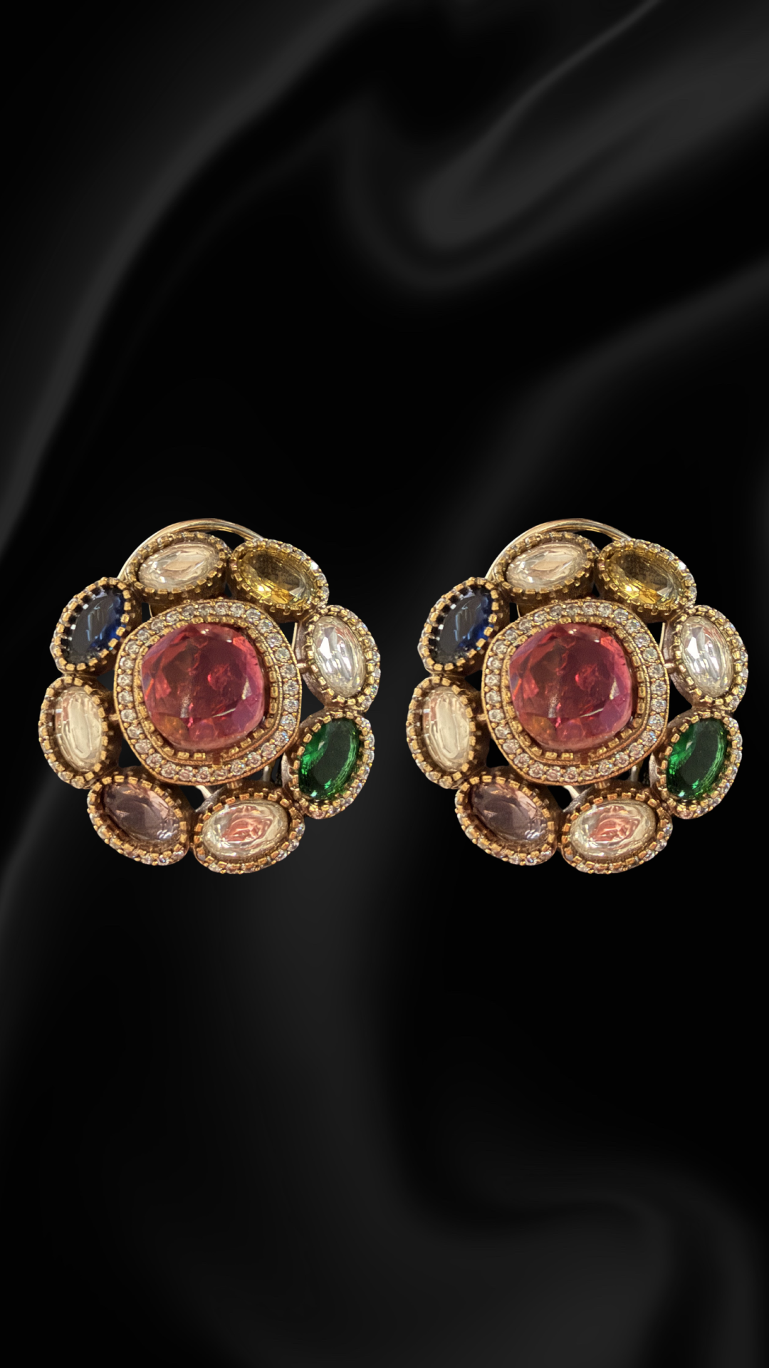 Vintage Royal Cluster Stud Earrings