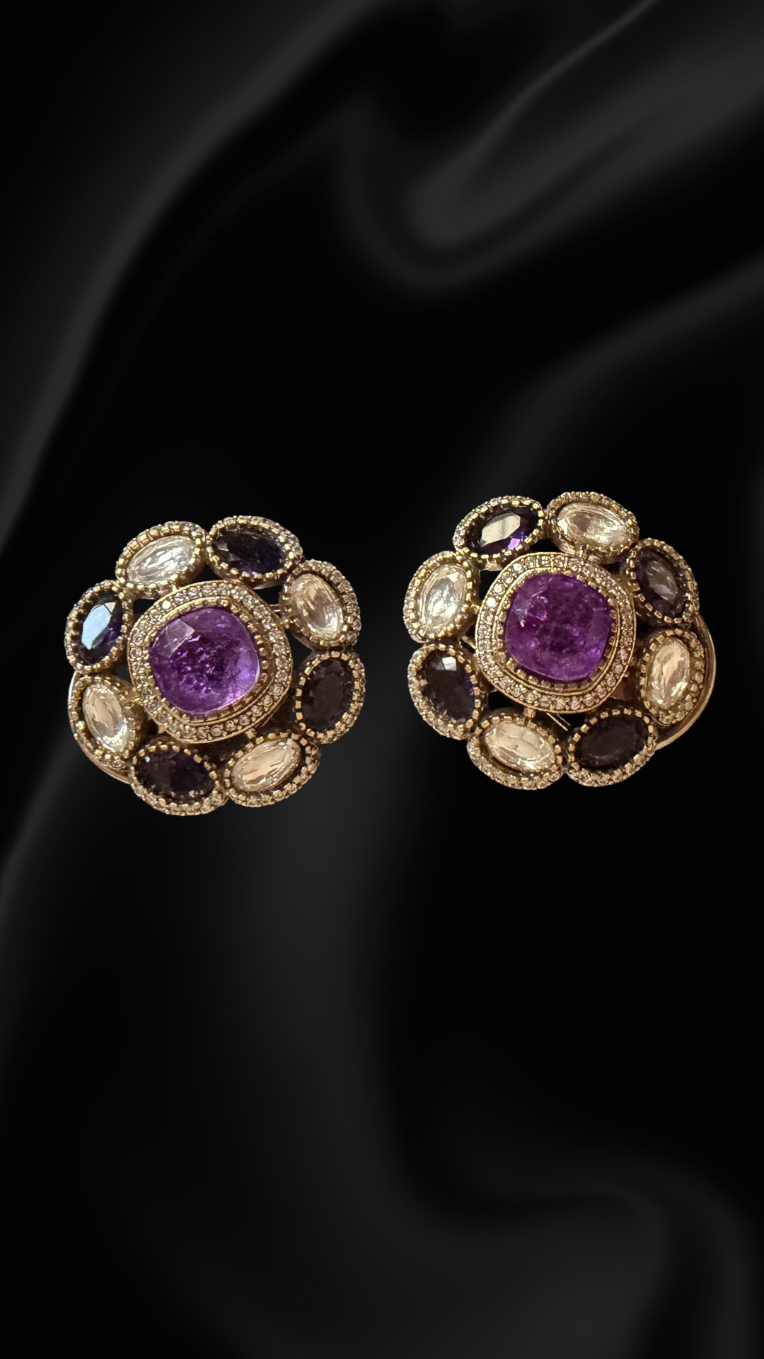 Vintage Royal Cluster Stud Earrings