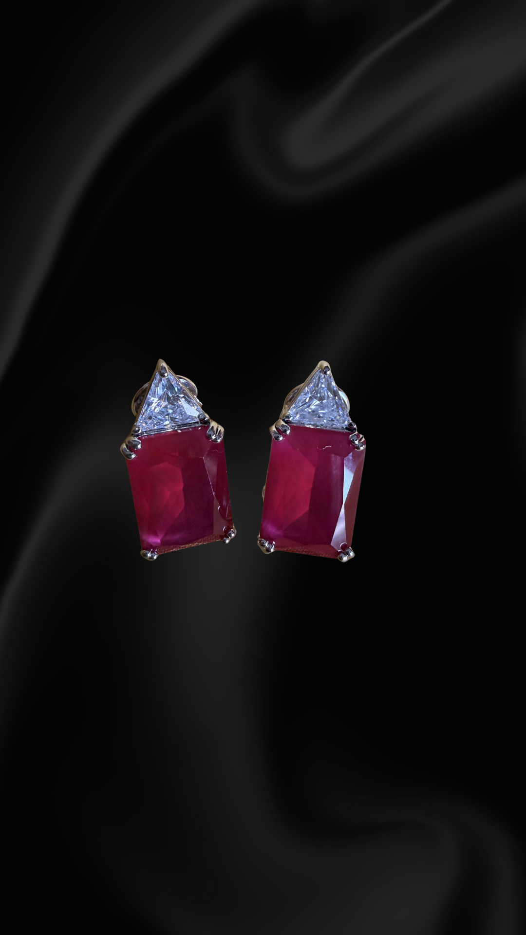 Nova Ruby Stud Earrings - Red