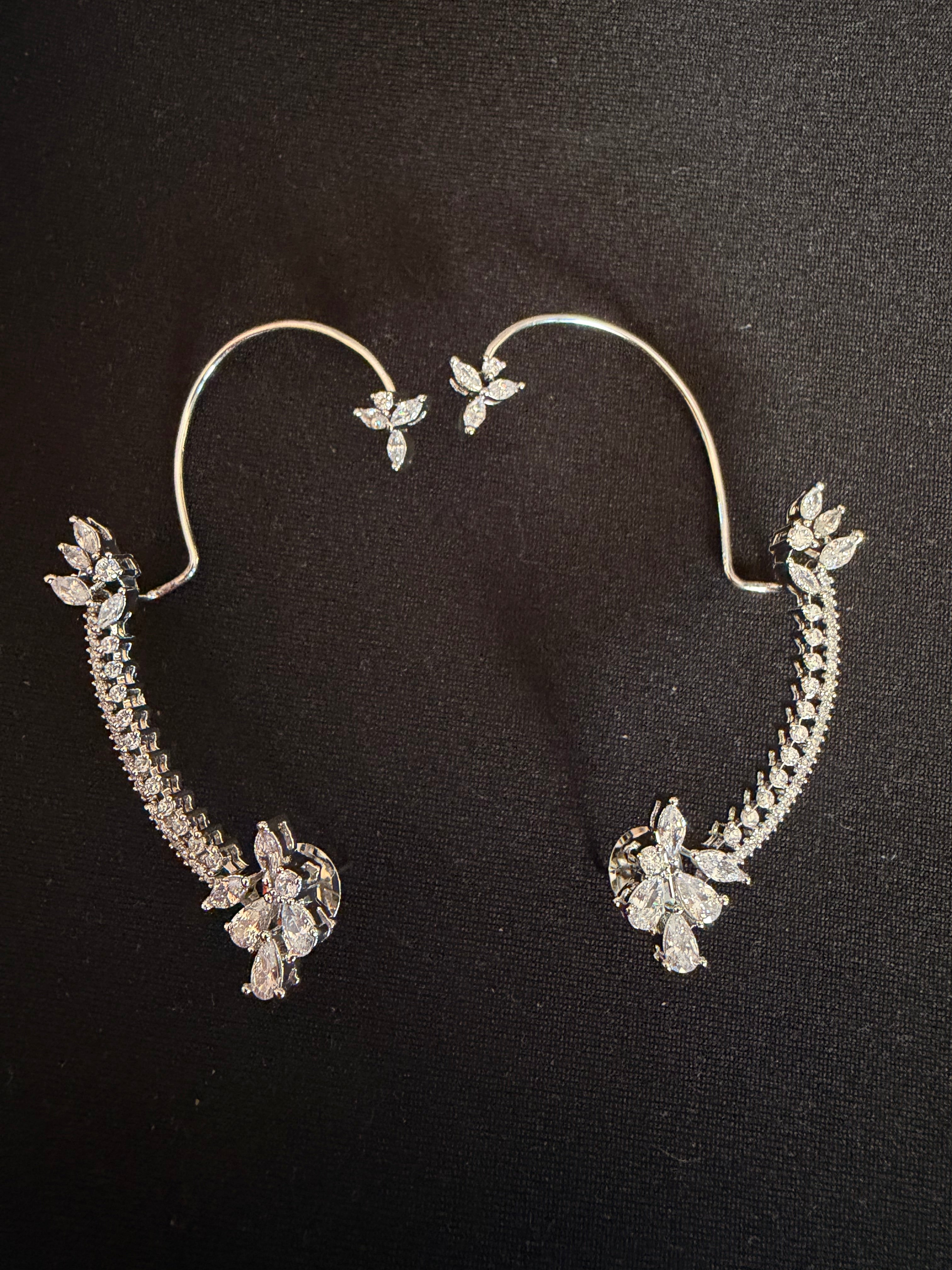 Trace Diamond Earcuffs - Silver