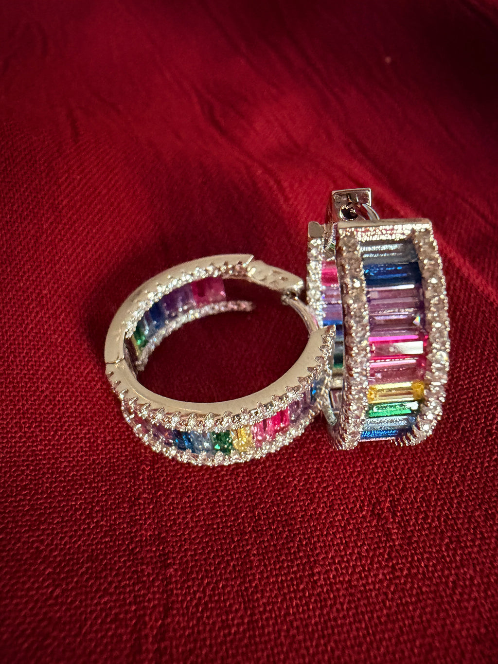 Rainbow Baguette Hoops