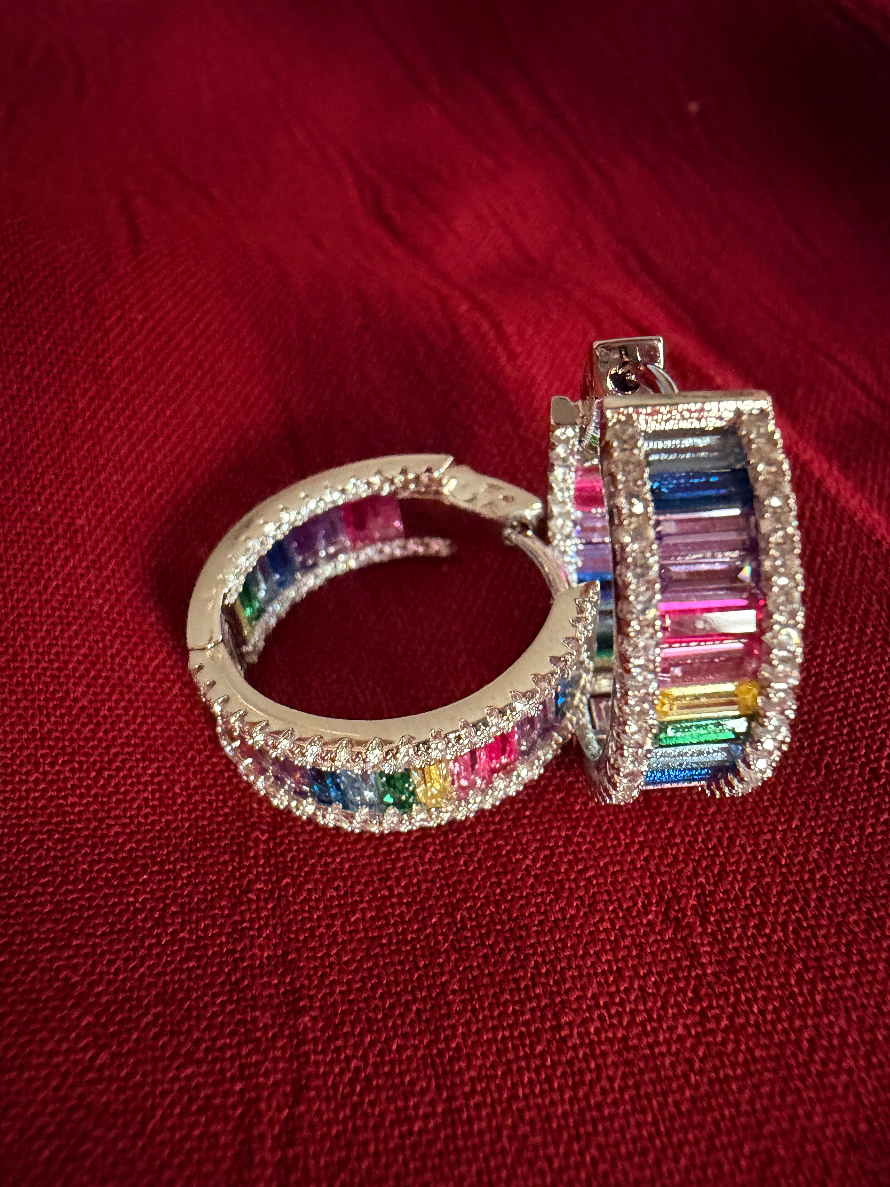 Rainbow Baguette Hoops