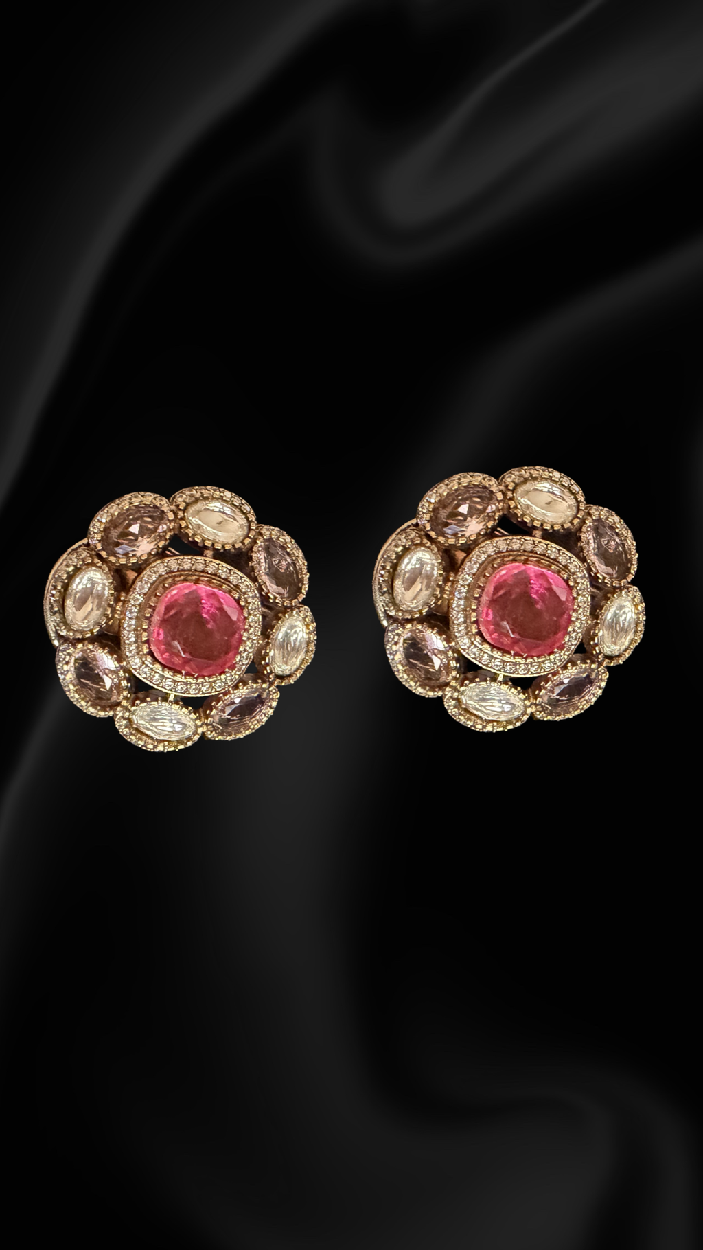 Vintage Royal Cluster Stud Earrings