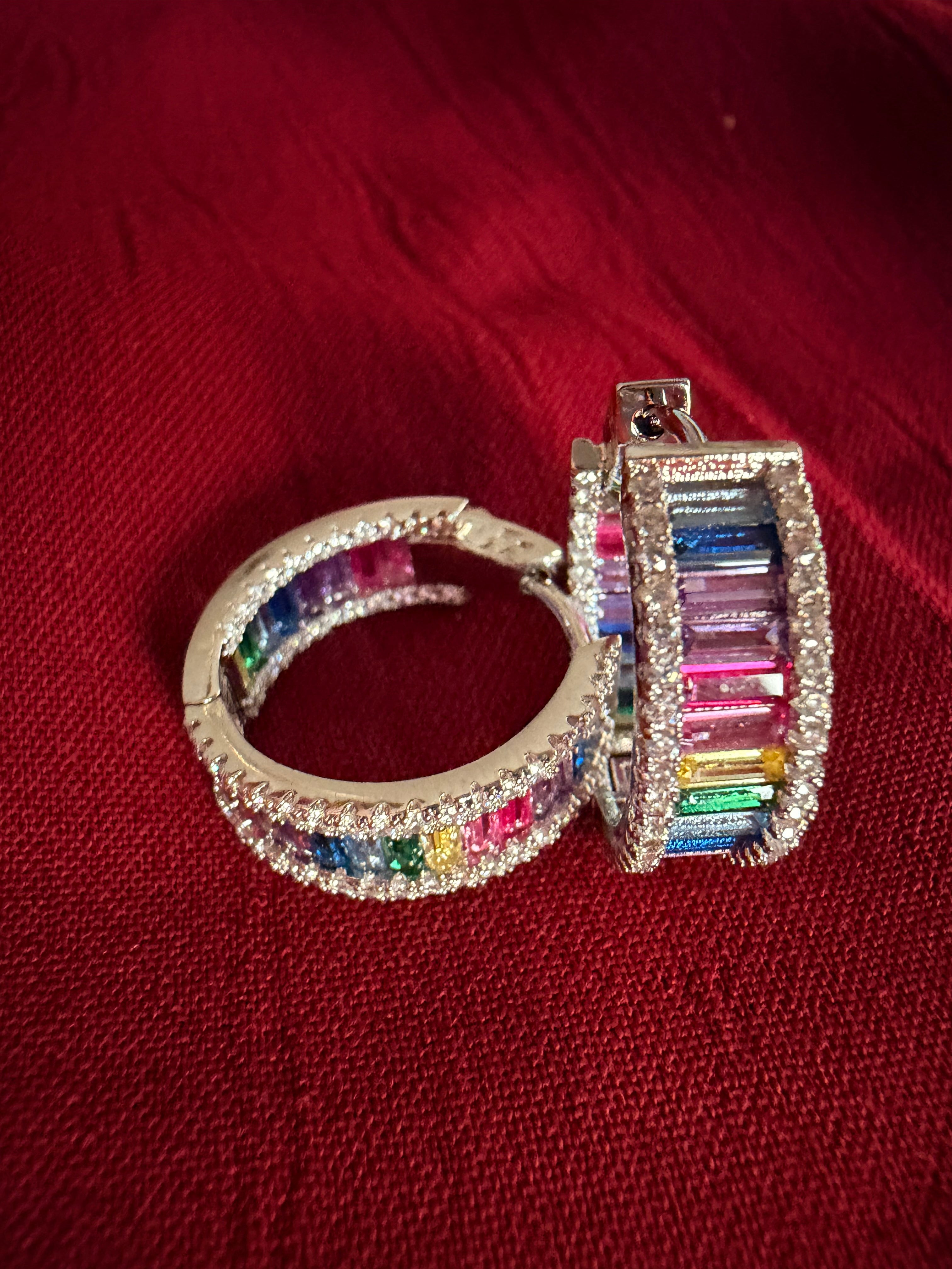 Rainbow Baguette Hoops