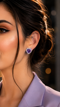 Iris Heart Stud Earrings - Lavender