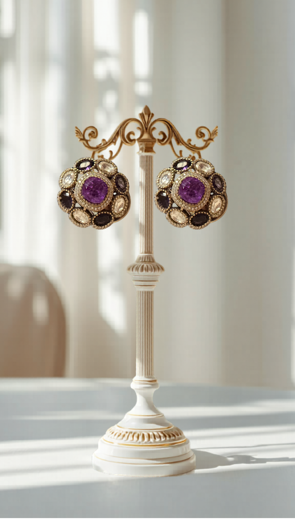 Vintage Royal Cluster Stud Earrings