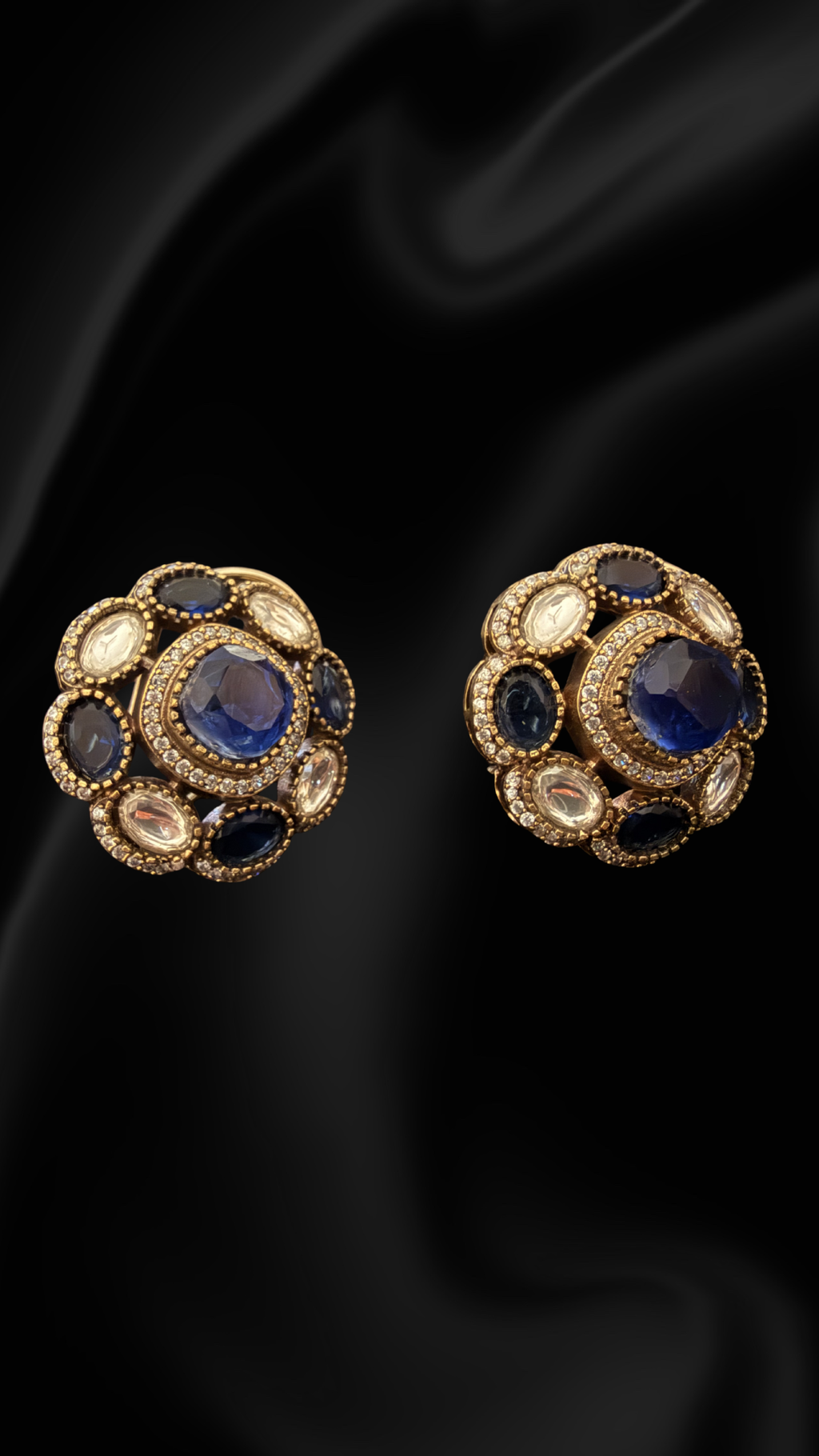 Vintage Royal Cluster Stud Earrings