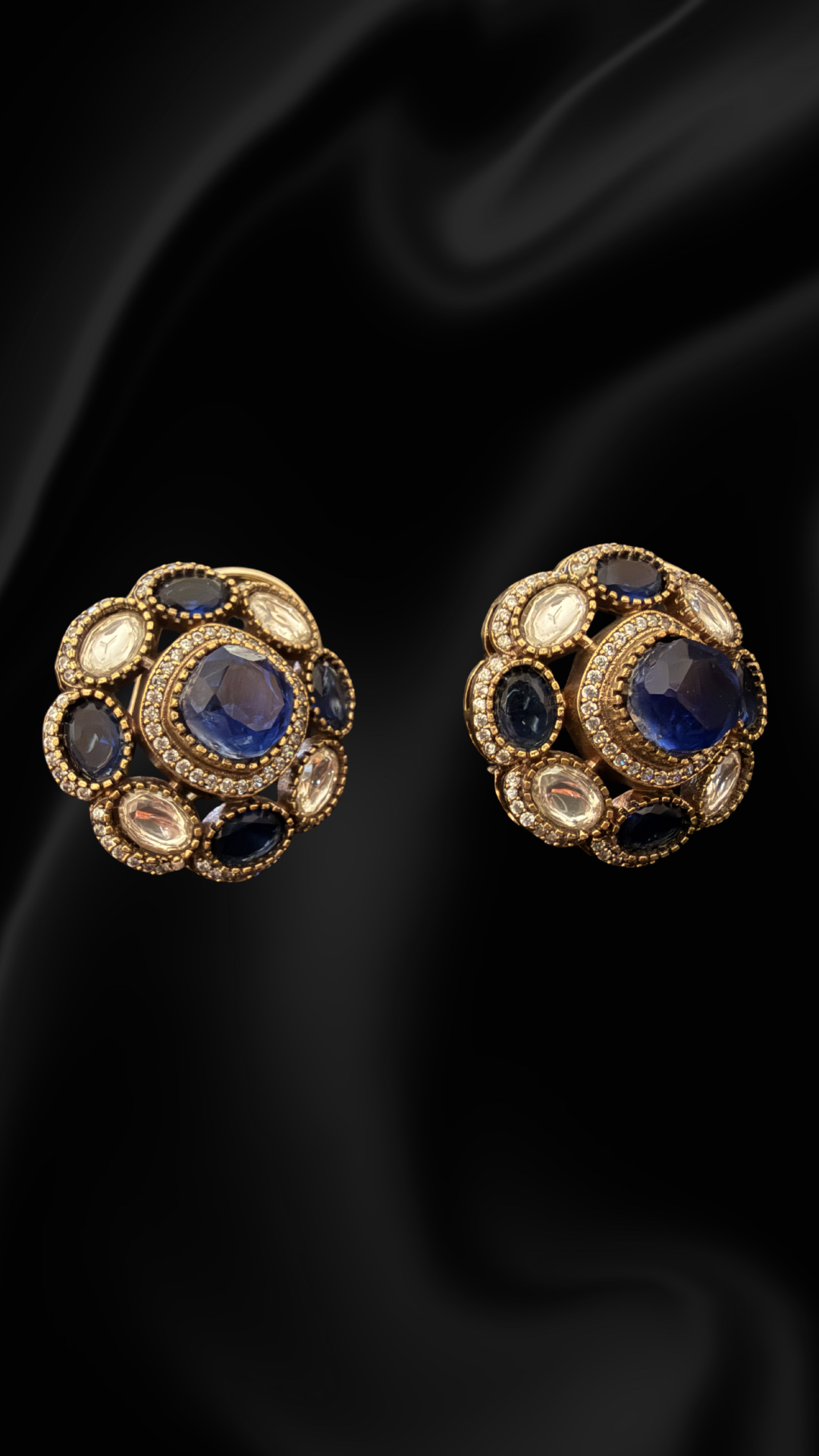 Vintage Royal Cluster Stud Earrings
