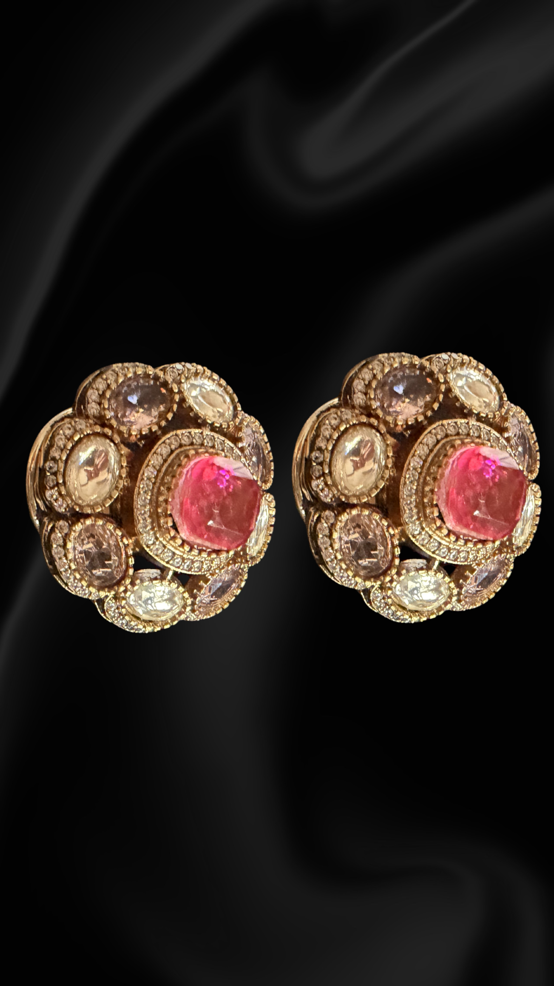 Vintage Royal Cluster Stud Earrings