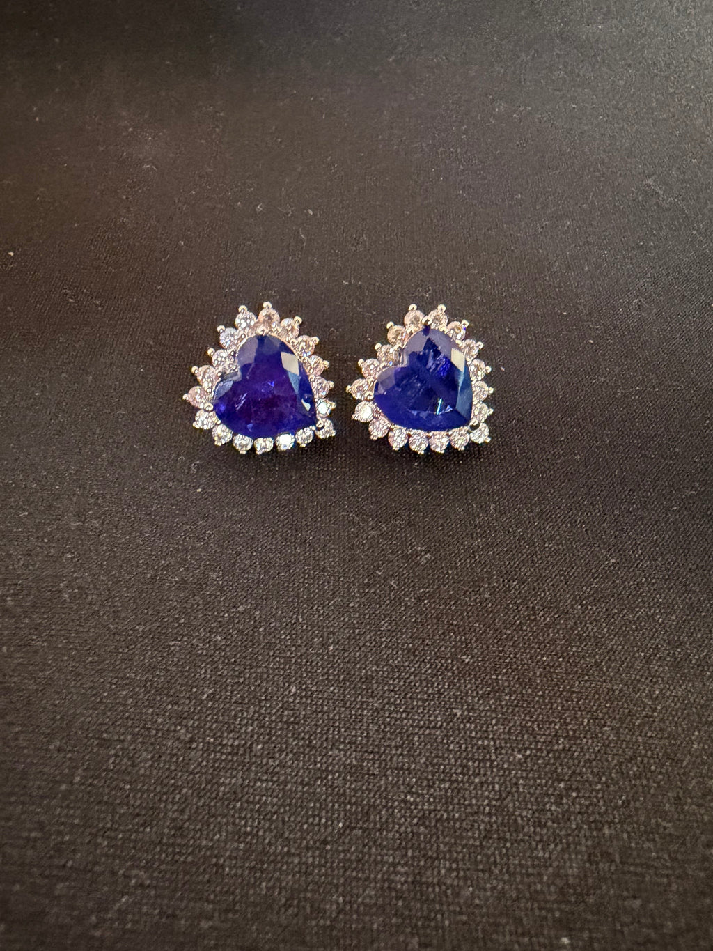 Iris Heart Stud Earrings - Royal Blue