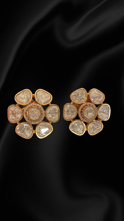 Amara Polki Flower Stud Earrings