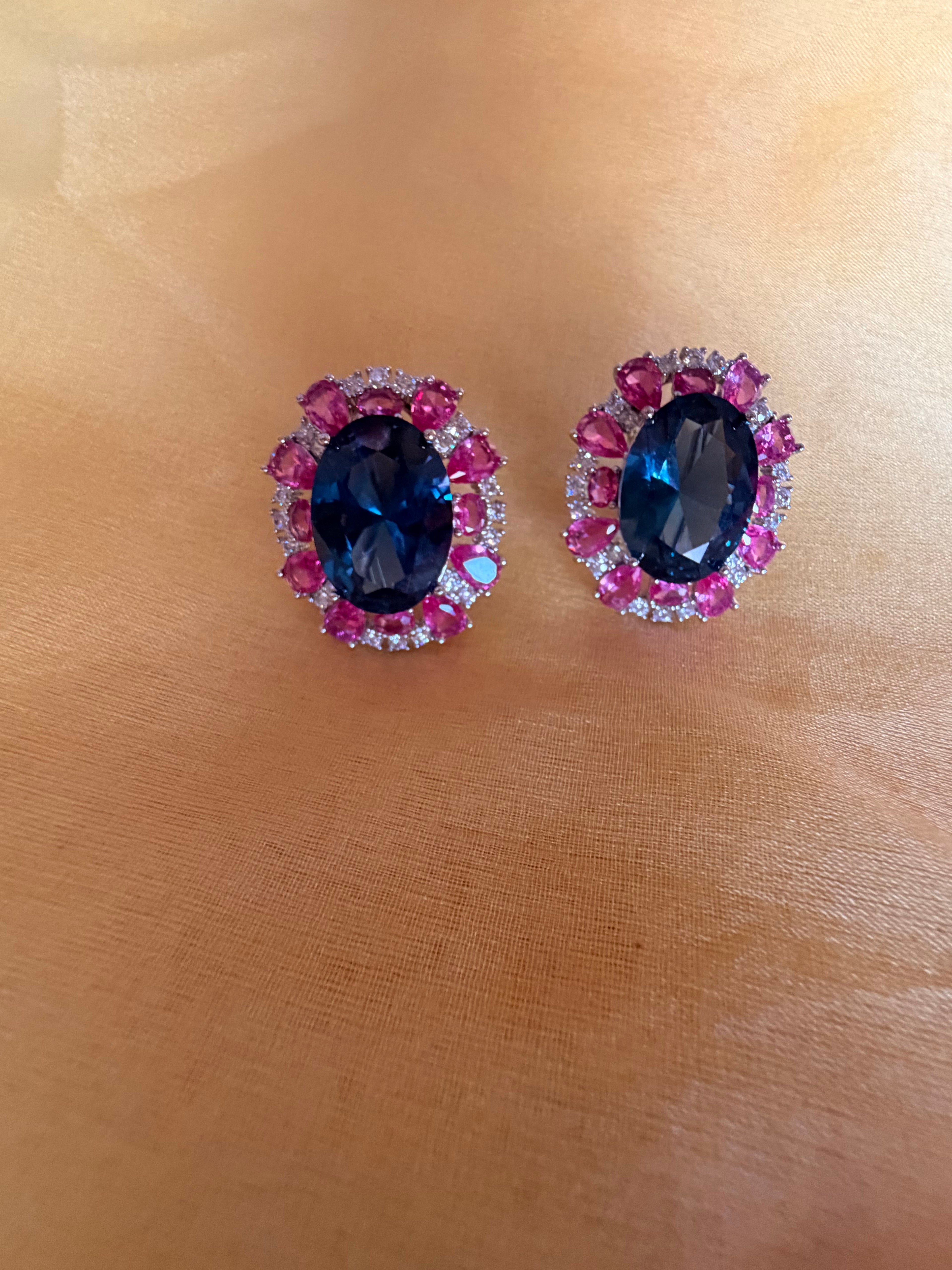 Noire Diamond Studs - Royal Blue