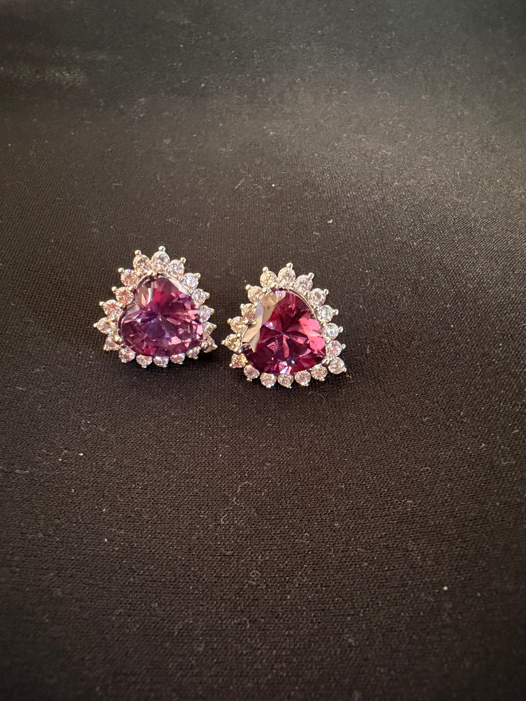 Iris Heart Stud Earrings - Lavender