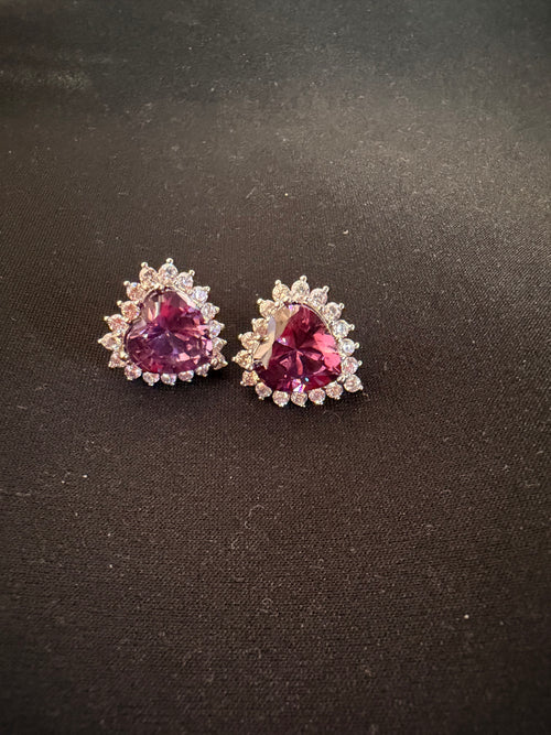 Iris Heart Stud Earrings - Lavender