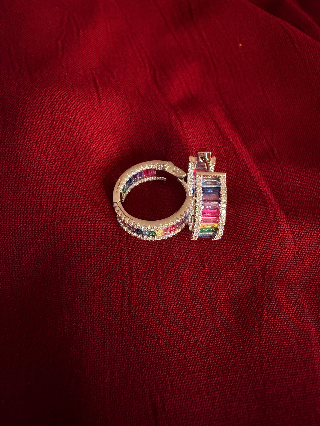 Rainbow Baguette Hoops