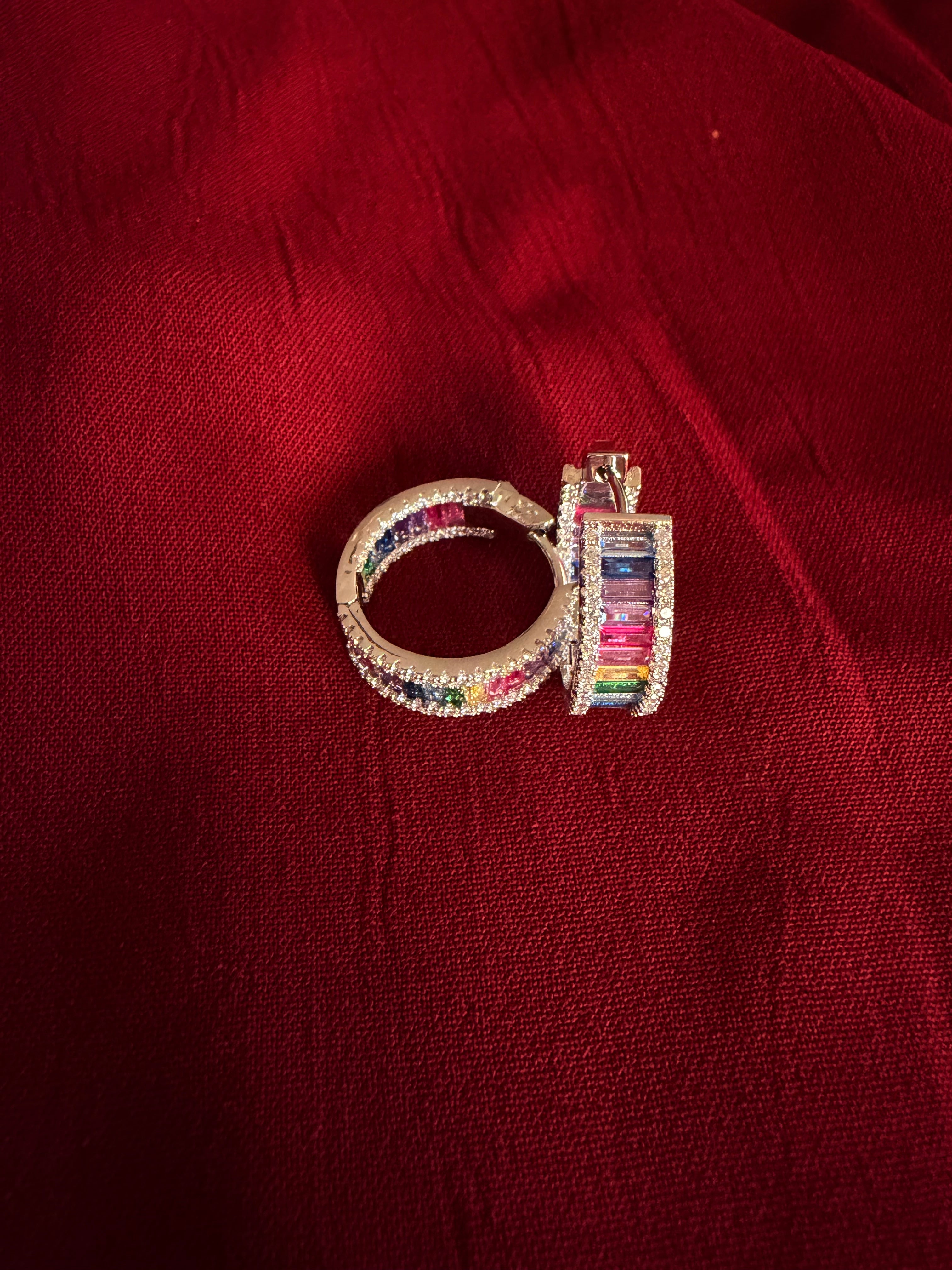 Rainbow Baguette Hoops