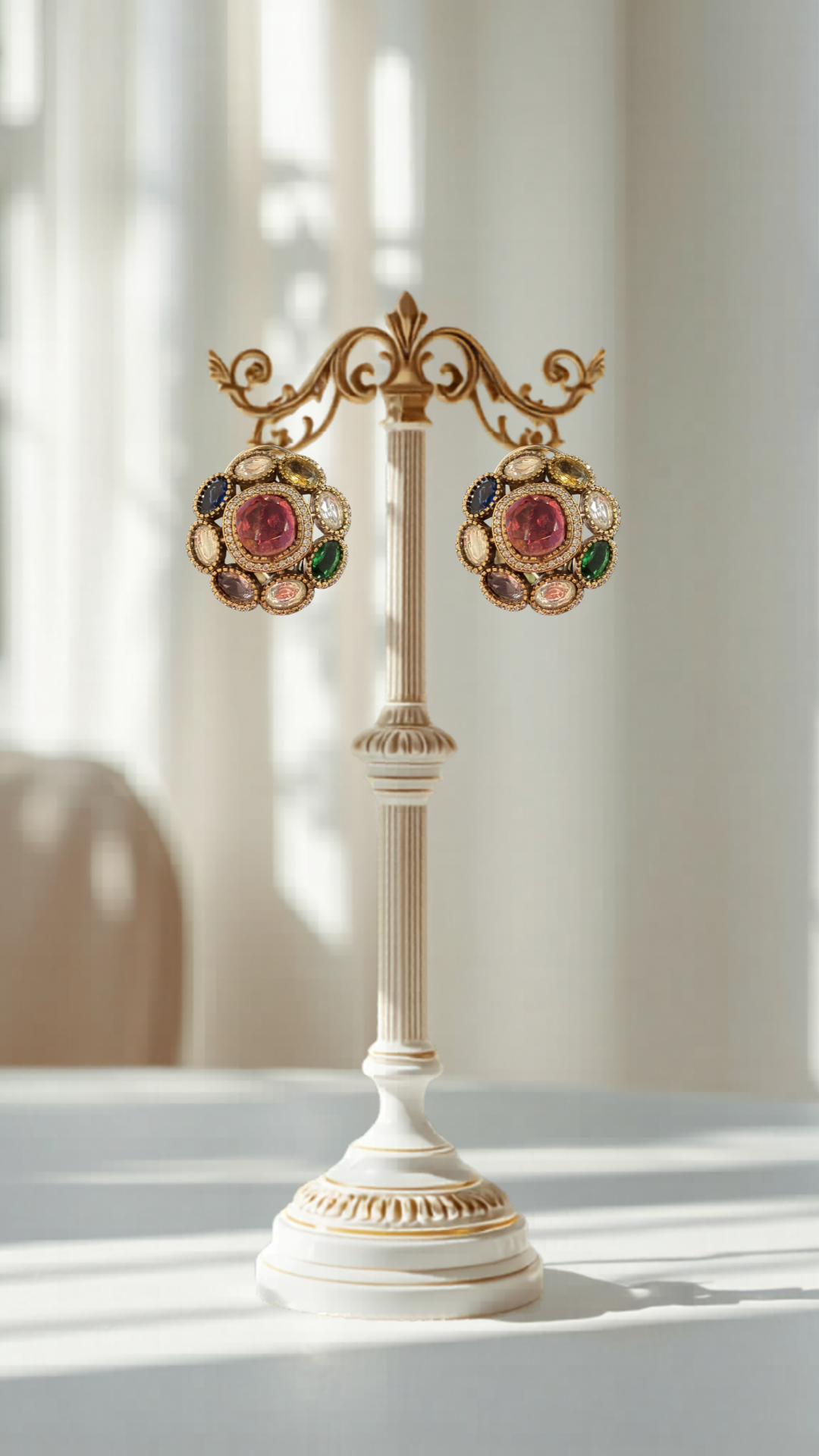 Vintage Royal Cluster Stud Earrings