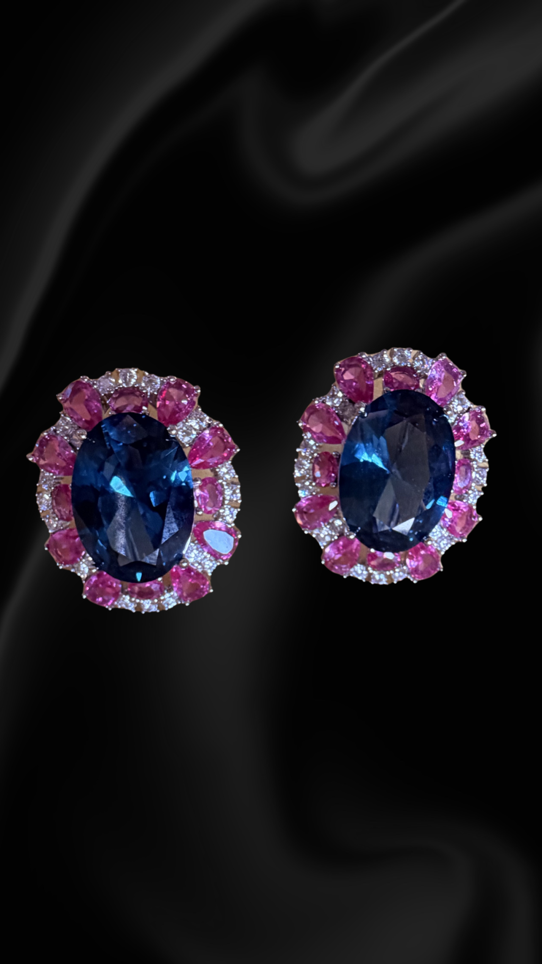 Noire Diamond Studs - Royal Blue