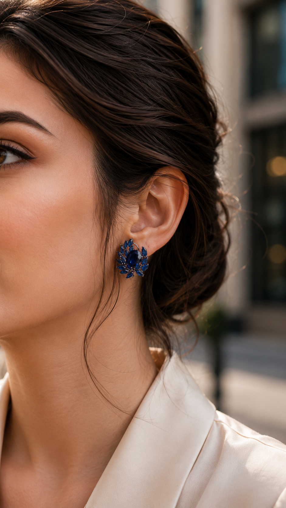 Cluster Stud Earrings - Blue