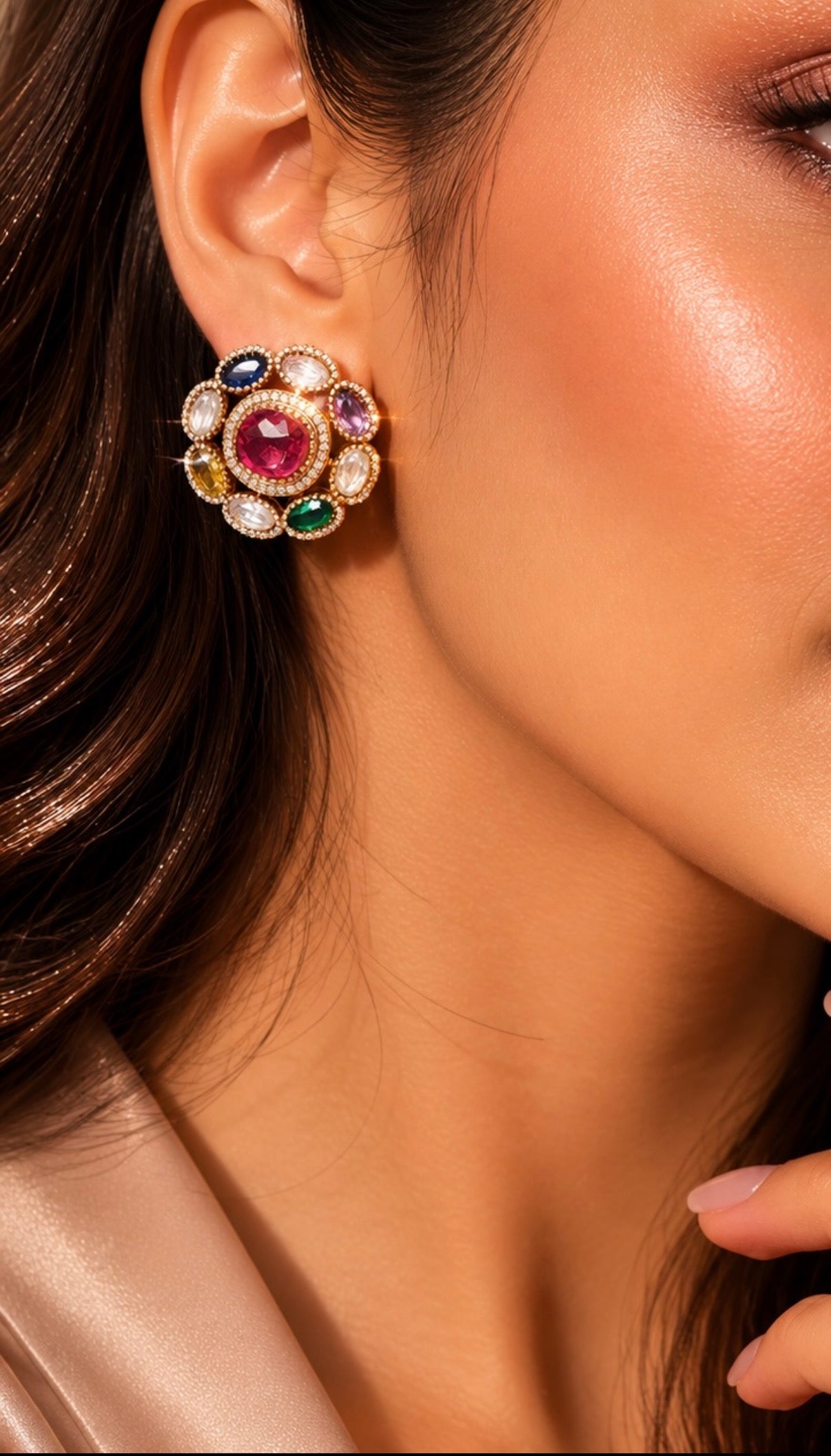 Vintage Royal Cluster Stud Earrings