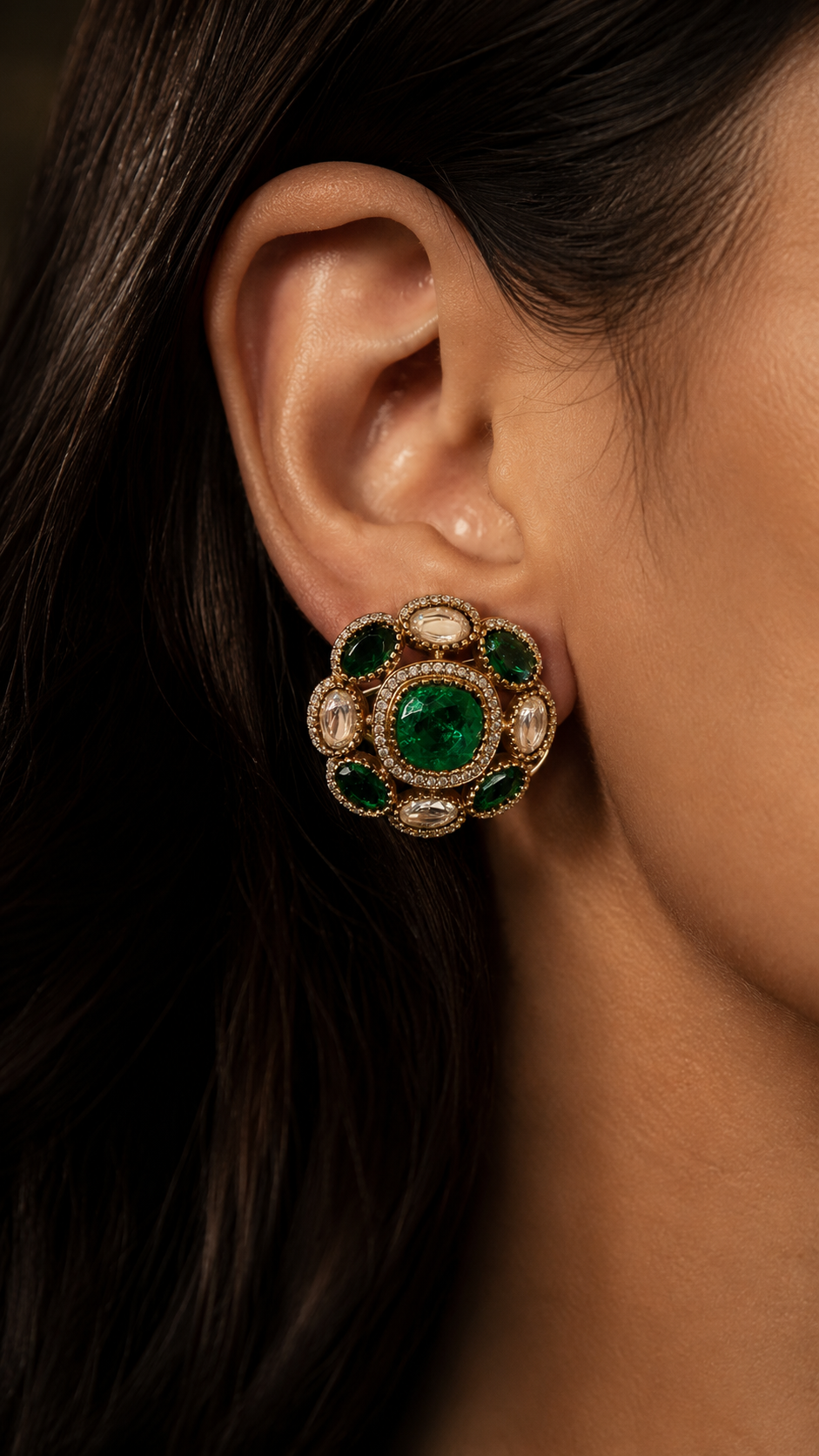 Vintage Royal Cluster Stud Earrings