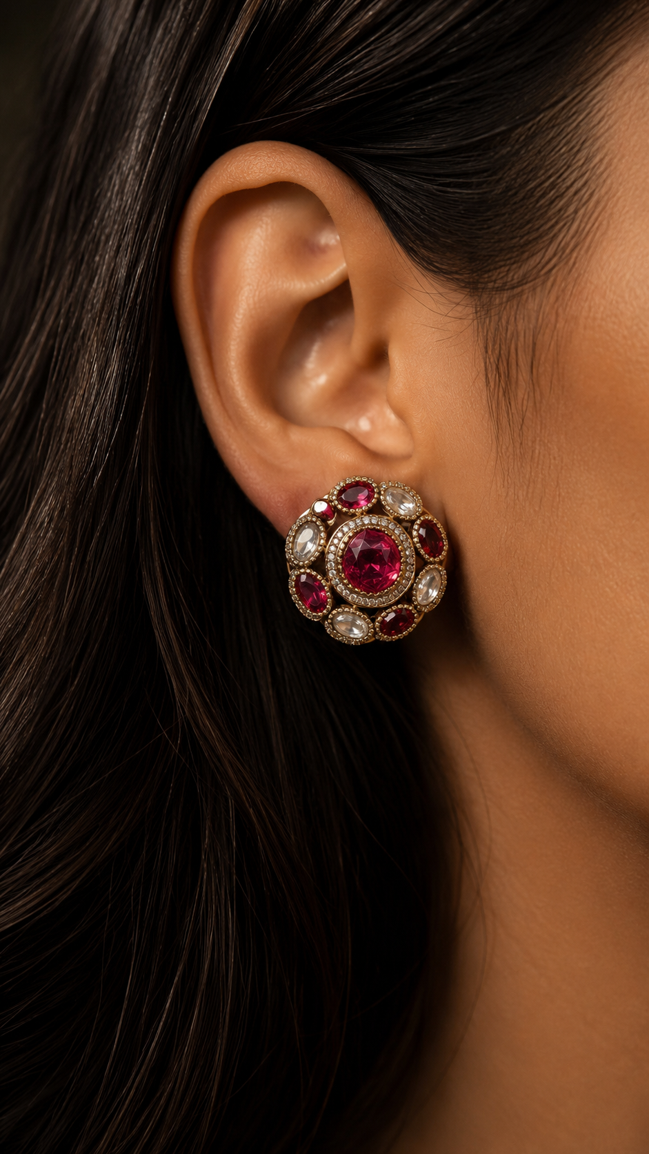 Vintage Royal Cluster Stud Earrings