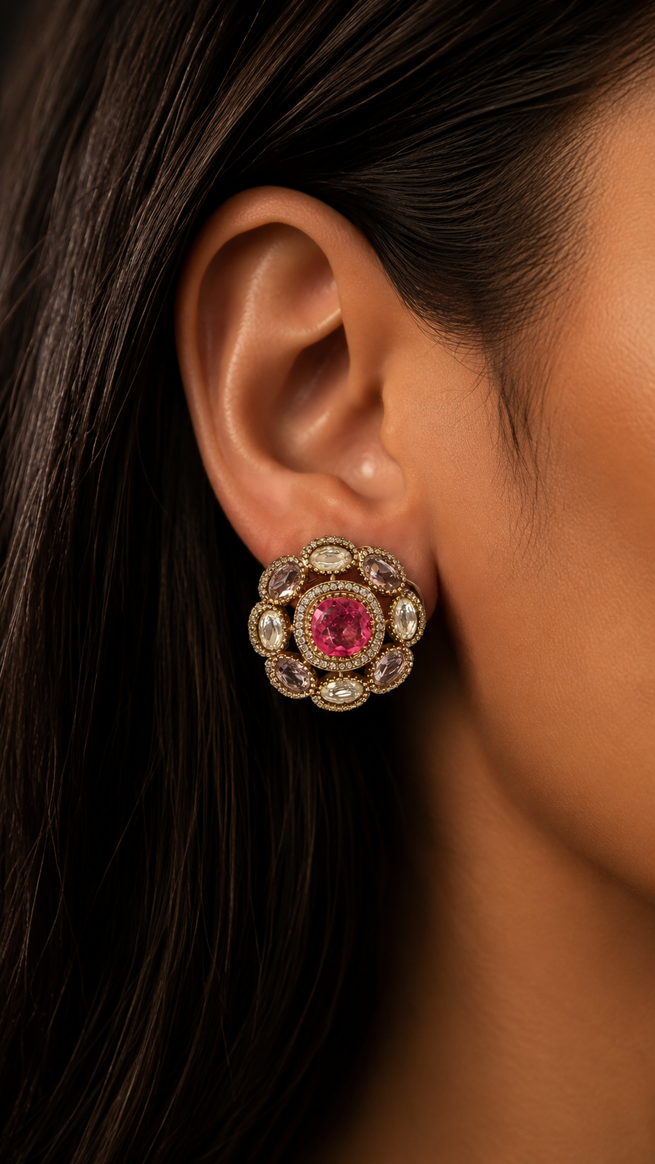 Vintage Royal Cluster Stud Earrings