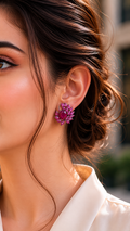 Cluster Stud Earrings - Dark Pink