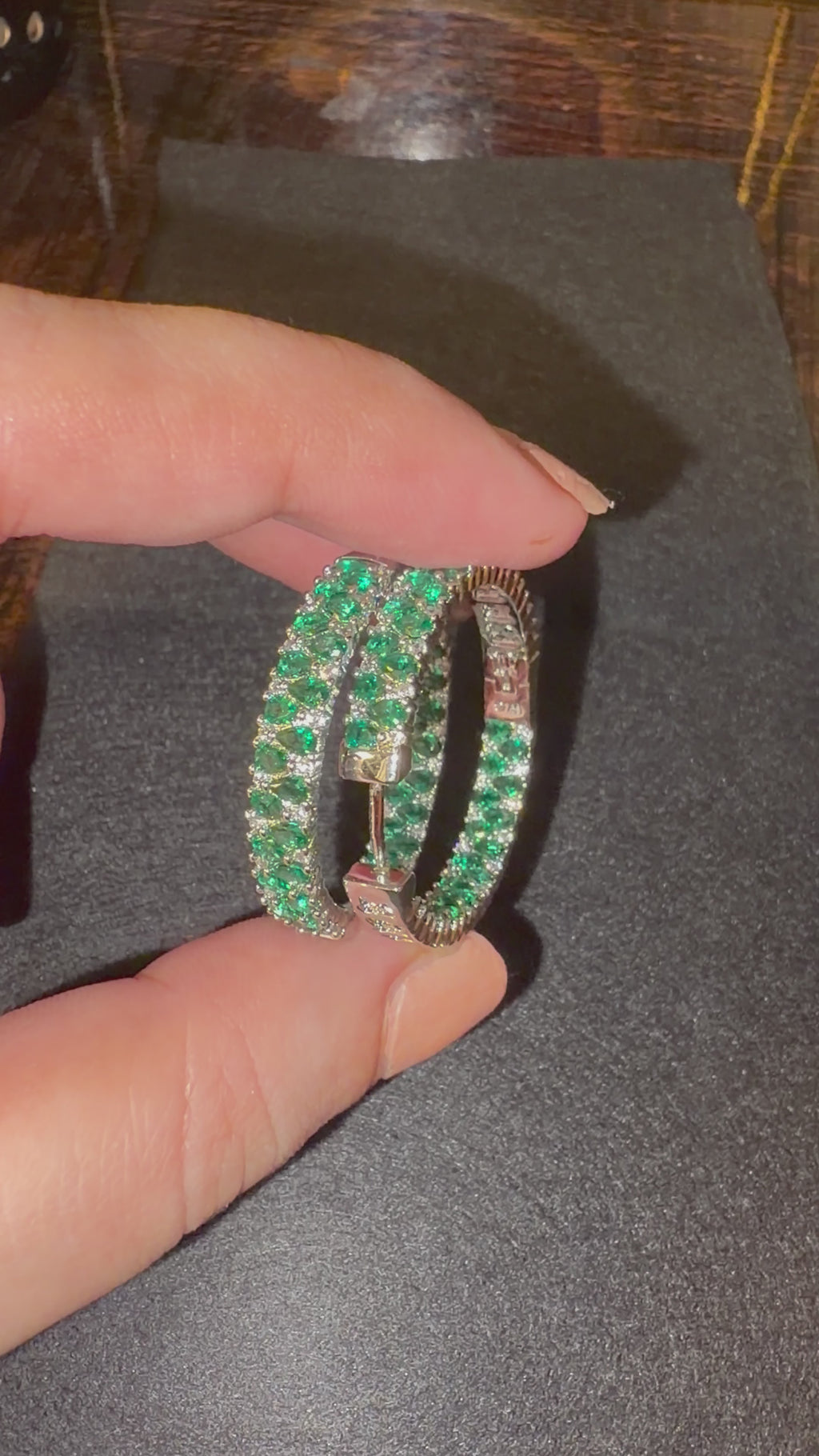 Emerald Diamond Hoops