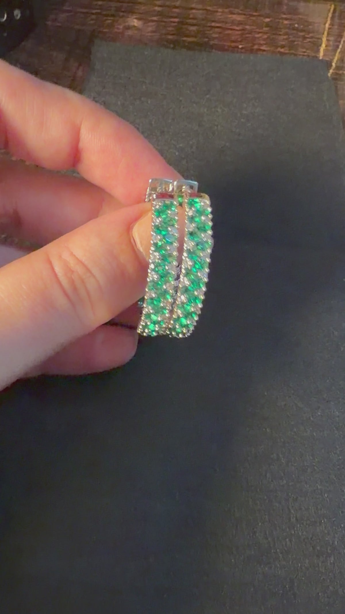 Emerald Diamond Hoops