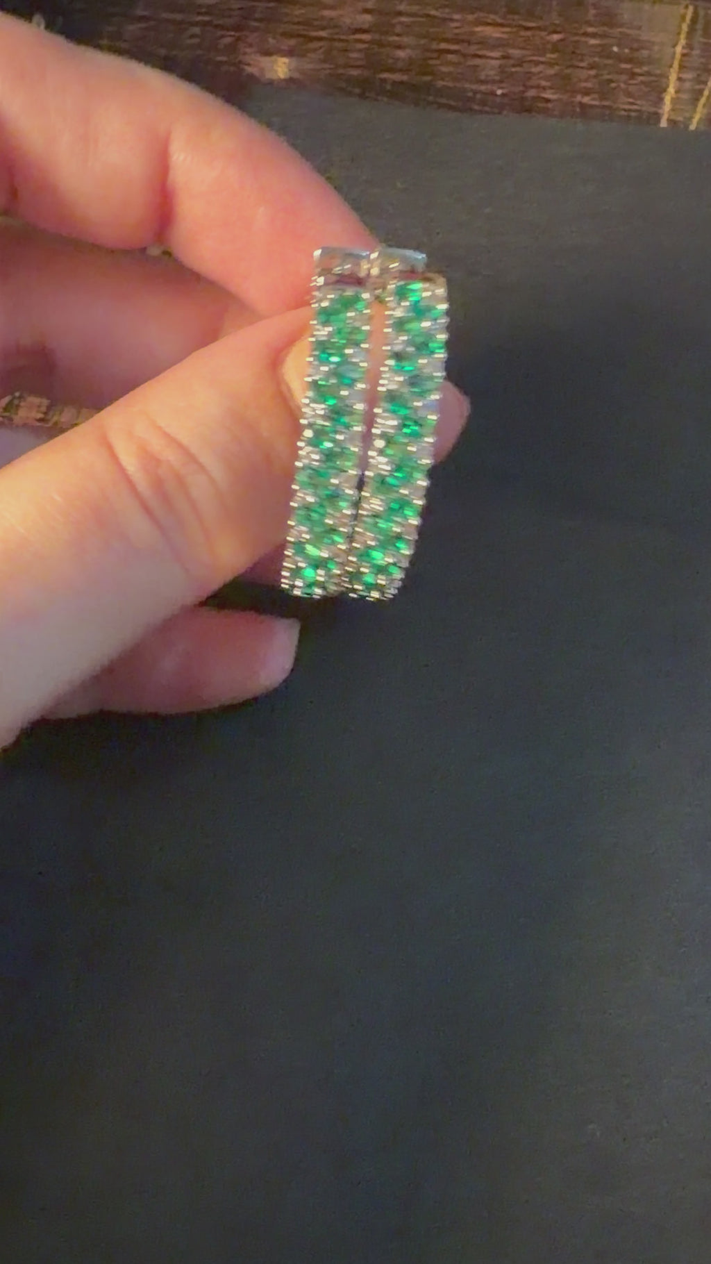 Emerald Diamond Hoops